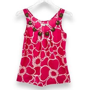 Boden pink white floral beaded sleeveless blouse tank top size 2